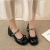 White French Round Head Light Mouth Thick High Heel Single Shoes Women's Summer 2025 New Versatile Skirt Heightening Mary Jane Shoes