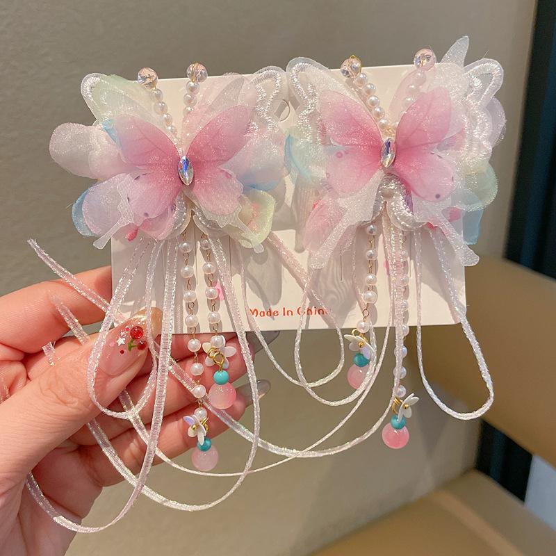 Chinese Style Hanfu Hairpin Set for Girls - Includes Hair Clips, Swaying Tassels, and Butterfly Accessories