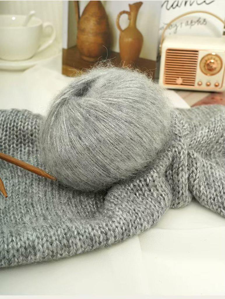 Blue Tear Spray Mohair Yarn: Gold-Thread Starry Sky Series for Chunky Knit Scarves