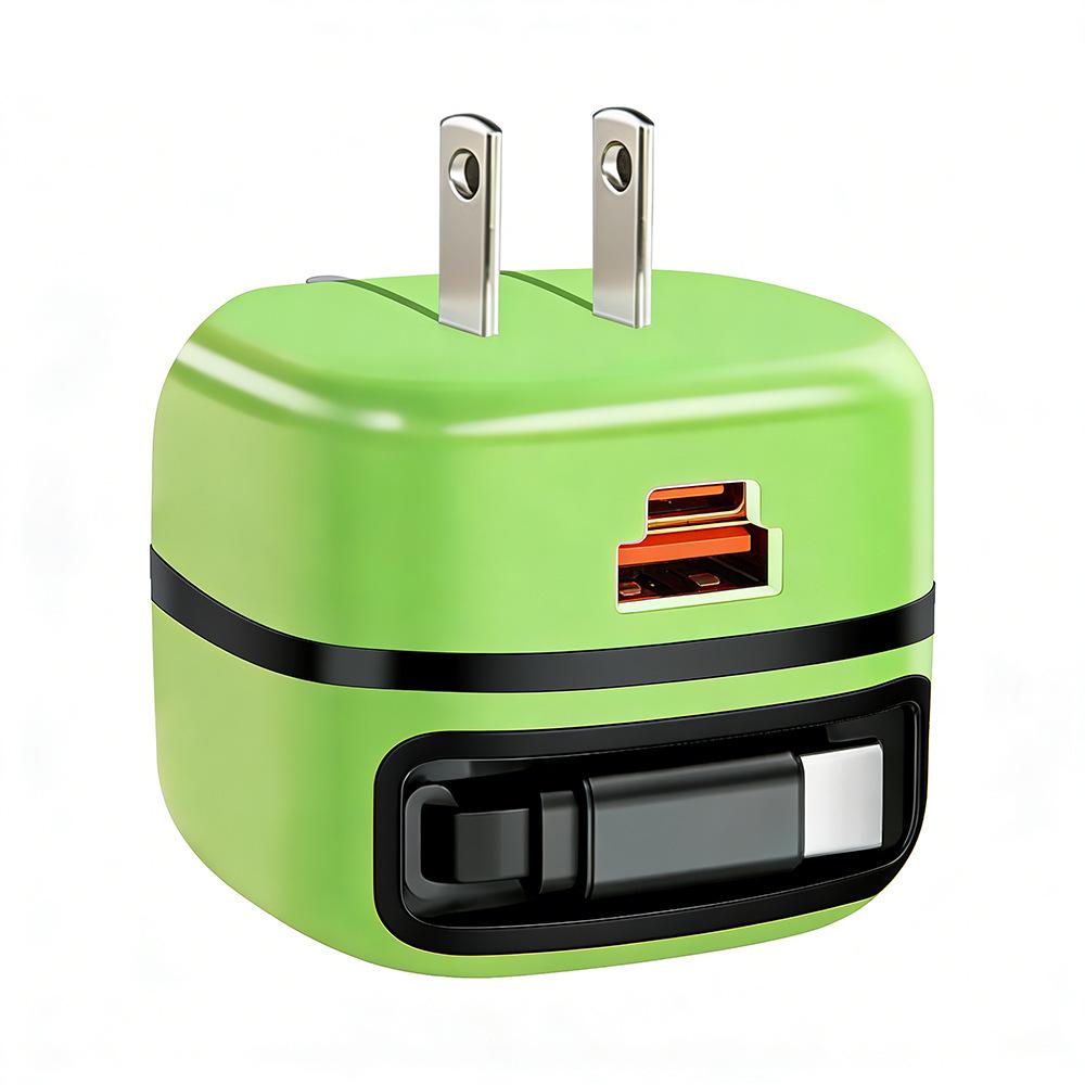 65W PD Fast Charger with Retractable Cable & Foldable Plug for Super Fast Mobile Charging