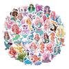 50pcs Original mermaid princess stickers for children, waterproof cartoon graffiti luggage mermaid stickers
