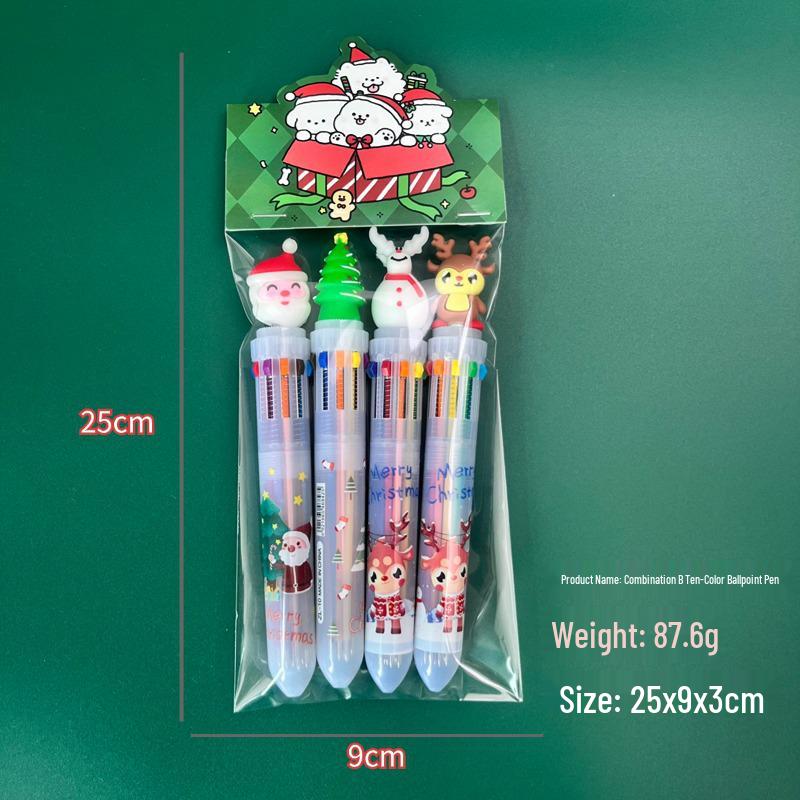Festive Santa Claus Multi-color Ballpoint Pen for Highlighting and Marking