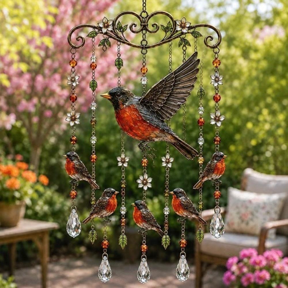 Bunte Vogel-Hängeornamente 2D Flach Hausdekoration Bastelarbeiten Kolibri Windspiel Hof