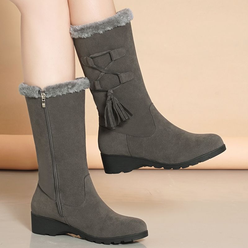 Women's Lightweight Comfortable Thick Sole Cold Warm Padded Snow Boots Non-slip Wear Outdoor Sports Mid-calf Cotton Boots