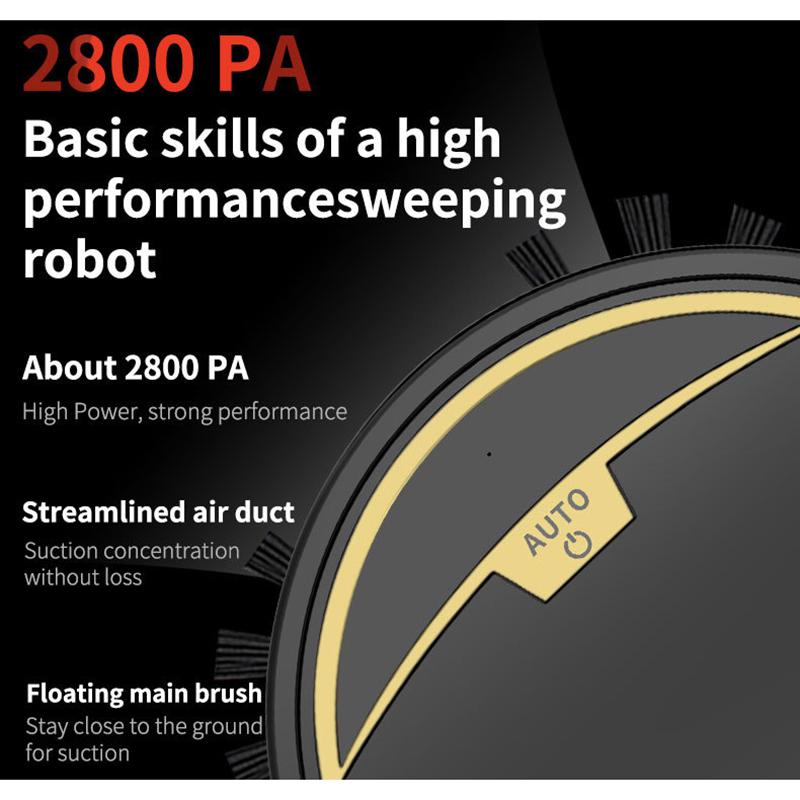 Robotstøvsuger 2800pa Vanlig Automatisk Rengjøring Begrenset for Hjem Tepperengjøring