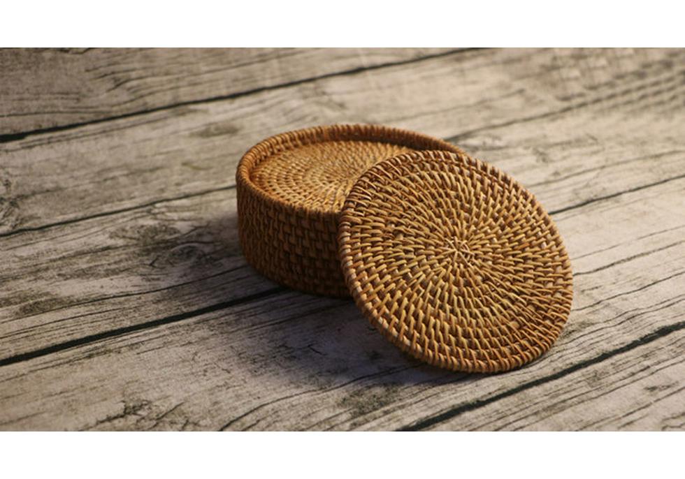 Nordische Stijl Rotan Hittebestendige Onderzetter & Tafelmat Set
