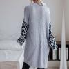 Lässiger Trend Vielseitiger Herbst- und Winter Strick-Leoparden-Cardigan-Pulloverjacke für Frauen im Nahen Osten