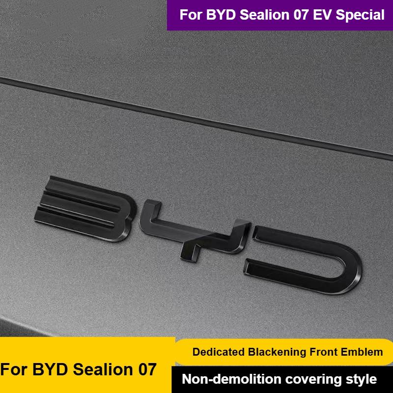 For BYD Sealion 07 EV Car Black Front Emblem Modification Black Warrior Car Badge Covering Styles Logo Tail Logo