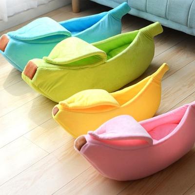 Cama para gatos con forma de barco Banana, apartamento para gatos cálido para las cuatro estaciones, casa para gatos, nido cerrado para gatos, bonita perrera portátil lavable para cachorros, cama para mascotas