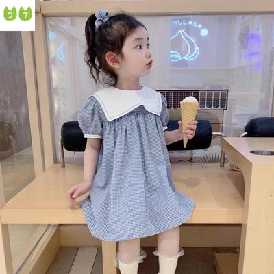 Girls' Dress Preppy Style Children's Princess Dress Sailor Collar Skirt