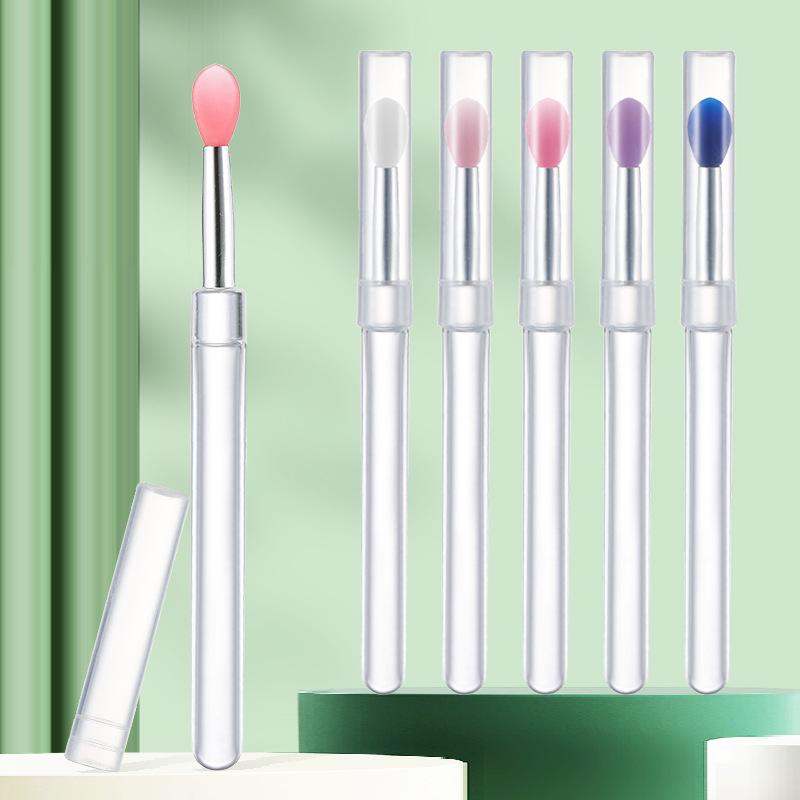 Silicone Lip Mask & Eyeshadow Brush with Lid - Dustproof & Multifunctional Makeup Tool