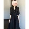 Light and Mature Style Doll Collar Black Dress for Women's Spring and Summer Women's New Waist and Thin Temperament French Super Fire Dress