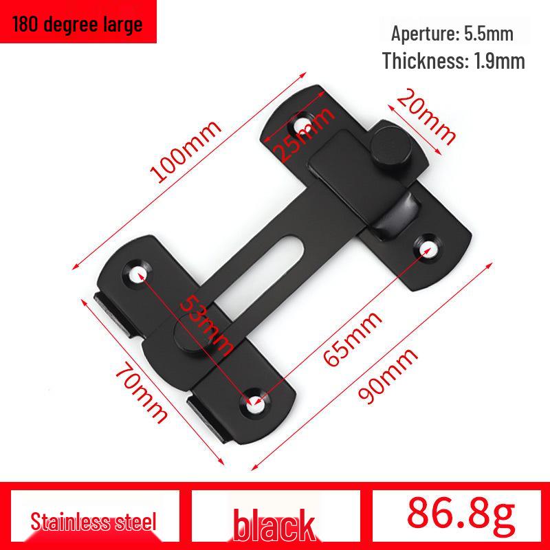 90° Anti-Theft Bathroom Sliding Door Latch Clasp with Old-Fashioned Hinge Bolt