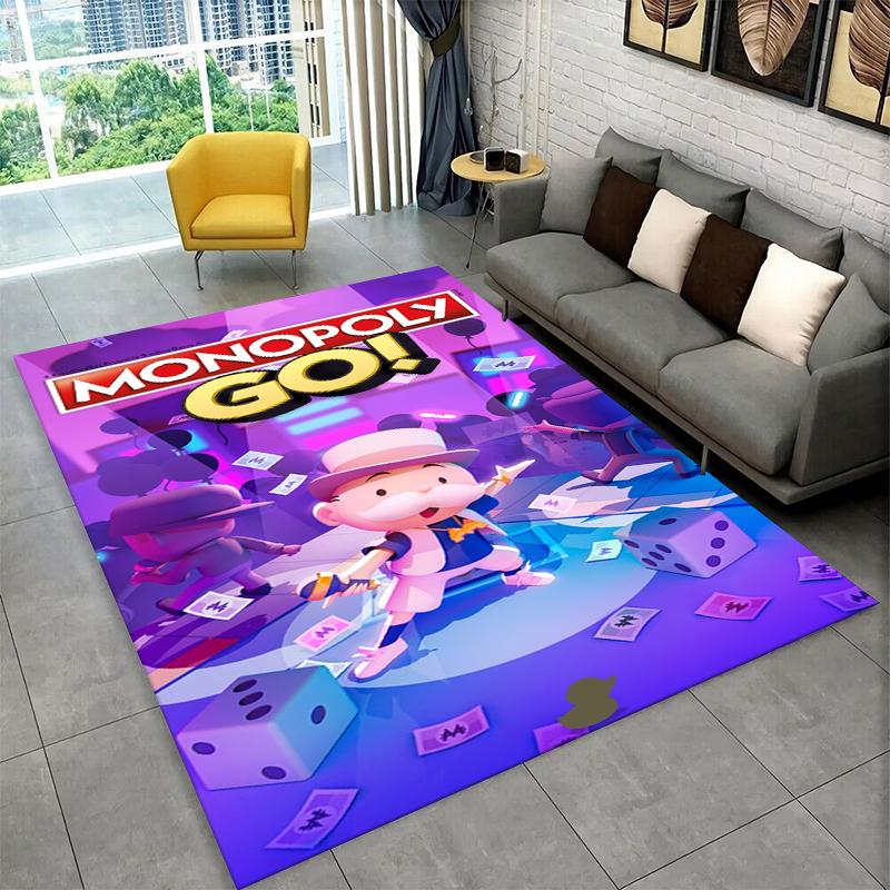 Monopoly Dollar Rich Game Cartoon Carpet Rug for Bedroom Living Room Sofa Playroom Doormat Home Decor,Kid play Area Rug Non-slip