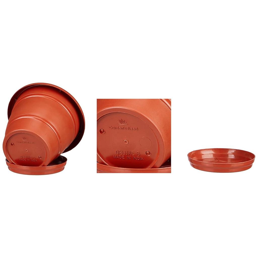 Runde Blumentöpfe mit Untersetzer|Leichtgewicht|Innen- und Außentopf für Heim-/Büro-/Tisch-/Garten-/Balkondekoration|8 Zoll (12er-Set)