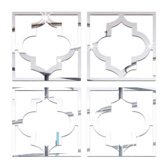 

4шт зеркальная наклейка DIY самоклеящаяся пластиковая мебель модификация зеркальная стена 15cm серебряный