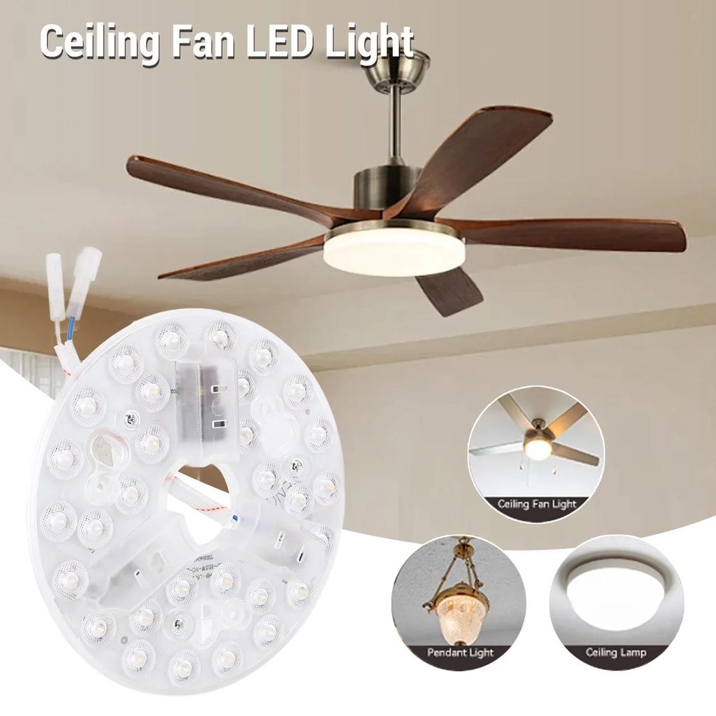 ערכת החלפת תאורת LED 5.3 אינץ' למאוורר תקרה, תאורת LED חלופית, בהירות מתכווננת, רב-תכליתית, 95 עד 265 וולט, לשימוש פנימי