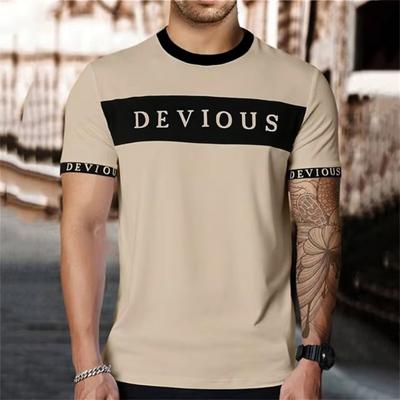 Modna męska koszulka T-shirt Cool Shirt Letter Okrągły dekolt Nadruk 3D Casual Wakacje Krótki rękaw Odzież z nadrukiem graficznym Odzież sportowa