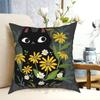 Black Cat With Flowers Pillow Case Printed Home Soft Throw Pillow Black Cat Cat Flowers Daisy Garden Folk Cat Love Crazy
