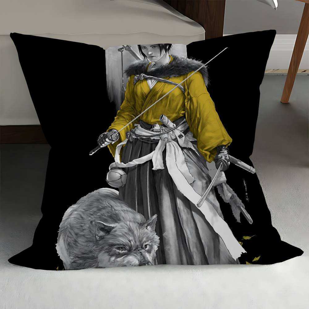 Ghost Of Y-Yotei Stitch Lucky Dragon Pillow Cover Sofa Cushion Cover Home Room Decoration Children Gift
