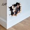 Funny Home Office Wall Decor Grey Mouse Peeking Decal 3D Hole Effect Sticker Removable Creative Perspective PVC Art for Living Room Bedroom