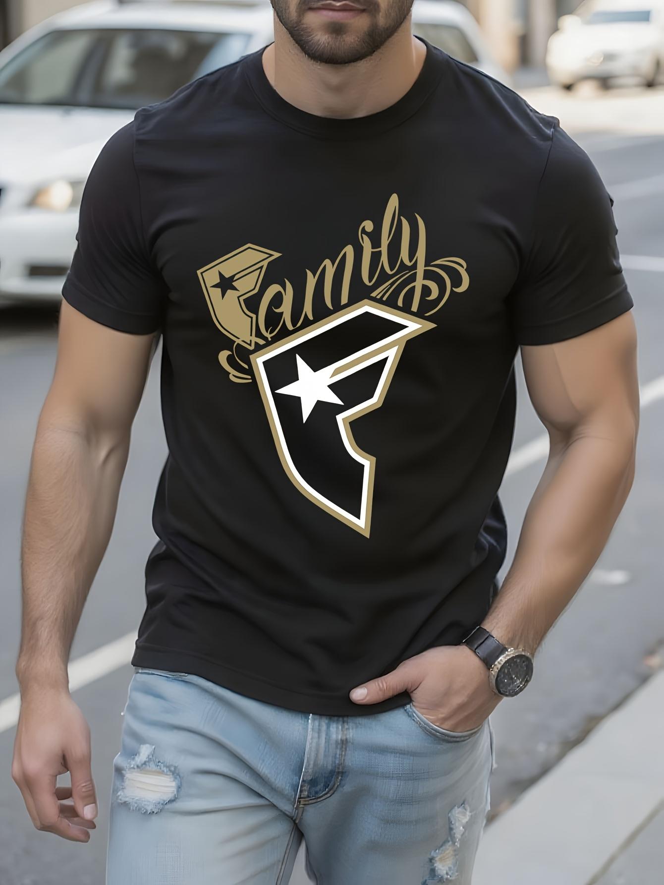 Casual Crew Neck Tshirt with Wildcat Print - Black Golden... XXXXL