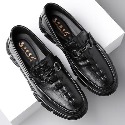 Doudou Shoes Men's Trendy 2025 Autumn Crocodile Pattern Genuine Leather Men's Leather Shoes One Pedal Versatile Shoes Korean Version Trend