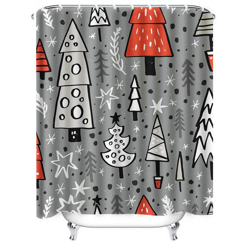 TU Botanical Shower Curtain Forest Trees Pattern Nature Bathroom Decor Vintage Farmhouse Rustic Shower Liner Waterproof Home Tex