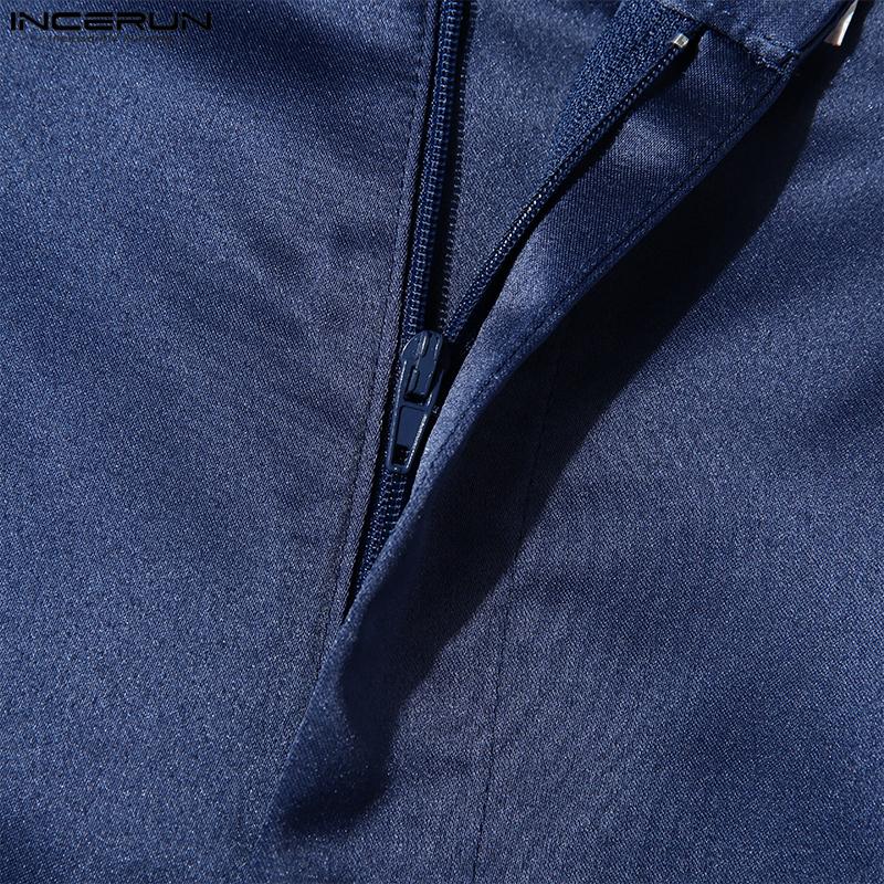 INCERUN Costum Două Piese Bărbați Dantela Broderie Cusături Cămăși de petrecere Pantaloni lungi