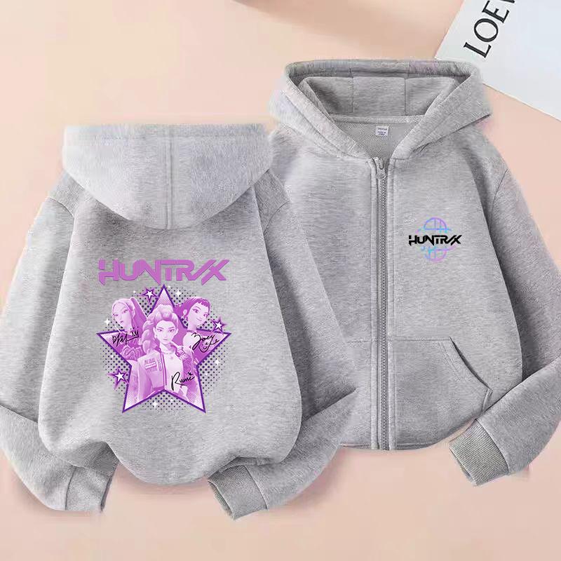 2025 New Y2K KPop Devil Hunter Zipper Hoodie Autumn Casual Long Sleeve Children's Clothing Fashion Versatile Girls' Top