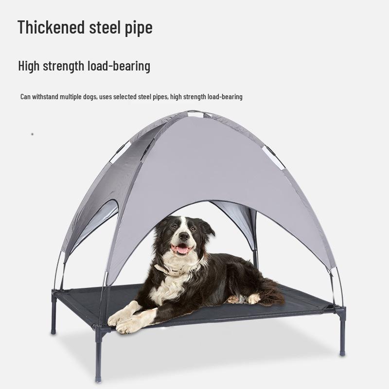 Pet Camping Bed with Sunshade - High Load-Bearing, Elevated, Foldable Tent Bed for Dogs