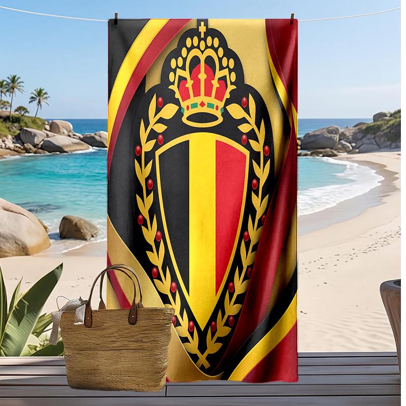 Belgium Football Print Beach Towel Quick Dry Super Absorbent Soft Bath Towel for Swimming Beach Travel Fan Souvenir Gift