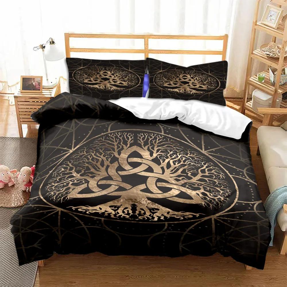 Viking Duvet Cover Set Viking Symbols Bedding Sets Scandinavian Folklore Motifs Northern Germanic Culture Celtic Comforter Cover
