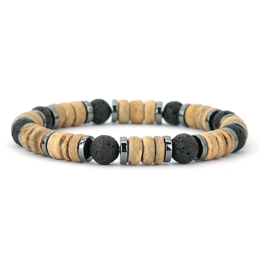 

Minimalist Men Stretch Bracelet Wooden Obsidian Onyx Hematite Stone Healing Braslet Bohemian Yoga Jewelry Pulseria Homme Joias лавовий