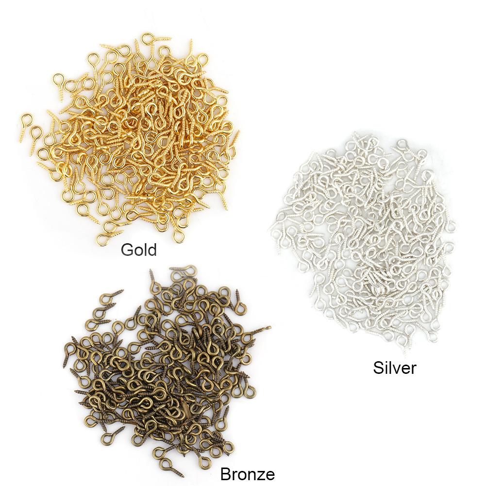 

3Colors 200Pcs / Bag Eye Pins Eyepins Alloy Thread Screw Eye Hooks Ювелирные изделия Находки
