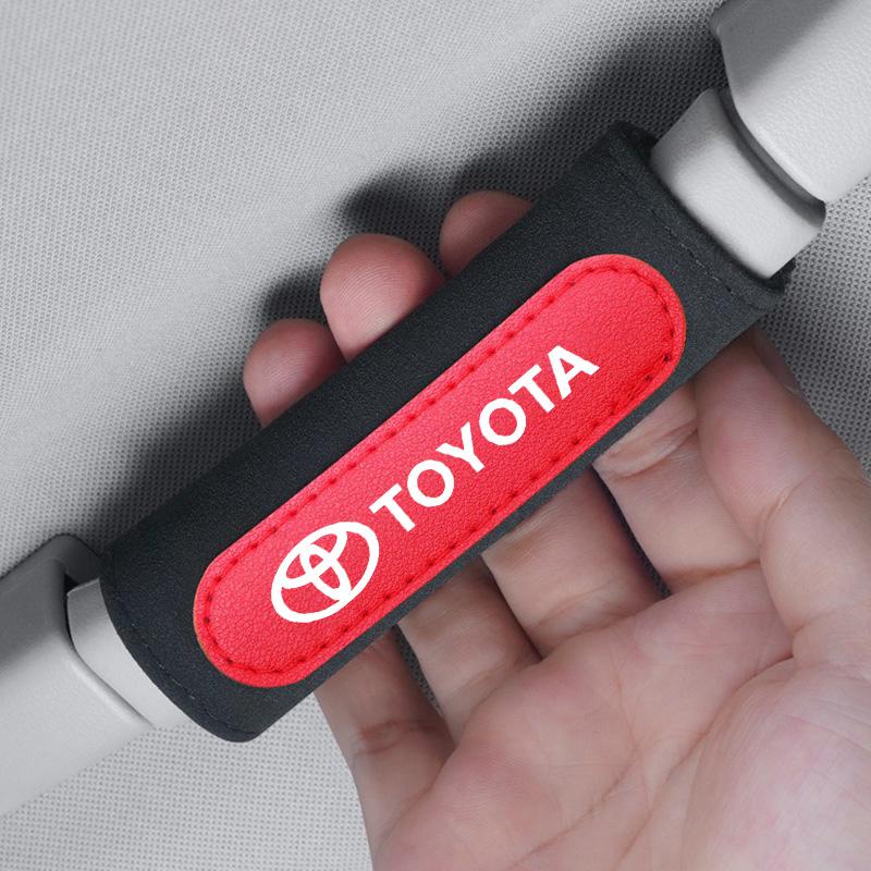 2 Stück Wildleder Auto Innenraum Griff Schutzhülle Dach Ziehgriff Handschuhe für Toyota Prado Yaris Verso Fortuner Supra Corolla Zubehör F10