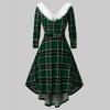 Women's Fashion Retro Christmas Print Dress Ladies Long Sleeve Dress Irregular Design