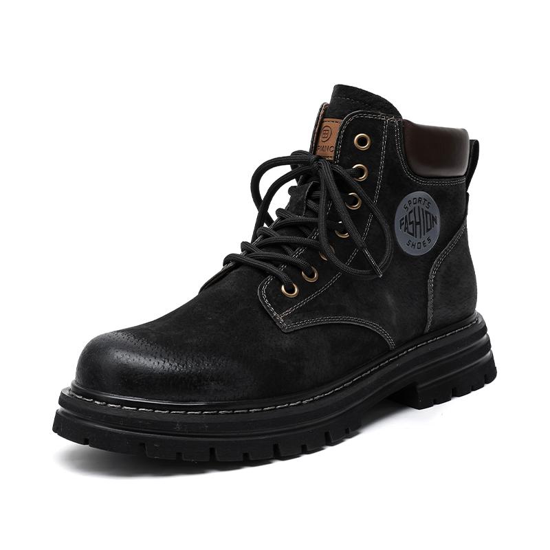 Fashion Men's Retro Boots British Style Work Shoes Autumn Winter Thick Bottom High Top Non Slip Warm Casual Leather Motorcycle Boots