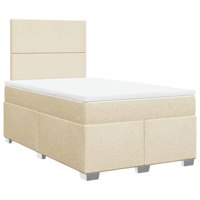 VidaXL Slat Bed Base with Mattress Cream 120x200 Cm Fabric 3290453