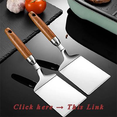 304 Stainless Steel Steak Spatula Non-stick Pancake Barbecue Tongs Wood Handle Frying Fish Spatula Rust Resistant Kitchen Tool