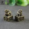 The Four Symbols Mythical Beast Pixiu Seal Ornament Vintage Brass Animal Miniatures Figurines Desk Crafts Home Decor Accessories