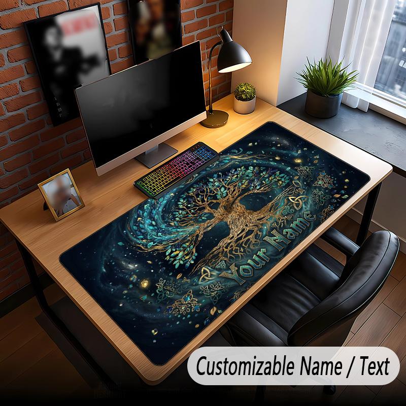 Tree of Life Theme Custom Mouse Pad Personalized With Name Text Customized Desk Mat For Office Home Decor