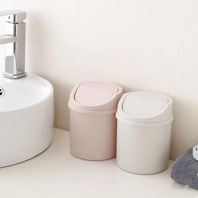 1Pc INS Style Desktop Small Trash Can Bedroom New Home Cute Mini Storage Box, Plastic Trash Can with Lid, Desktop Wastebasket