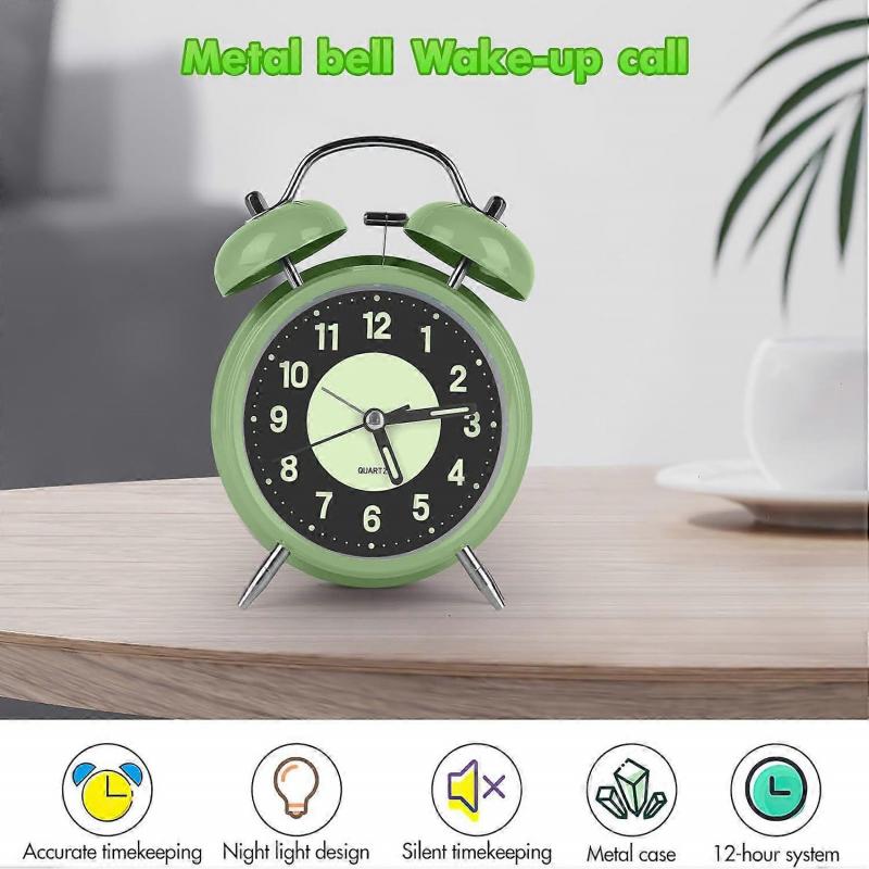 Alarm Clock, Silent Alarm Clocks Bell Alarm Clock Retro Alarm Clock With Light, Kids Alarm Clock with Twin Bellfor Loud Alarm Clock for Heavy Sleepers