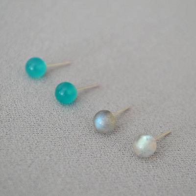 Japanese and Korean Minimalist Moonstone Amazonite Stud Earrings for Women In 925 Silver