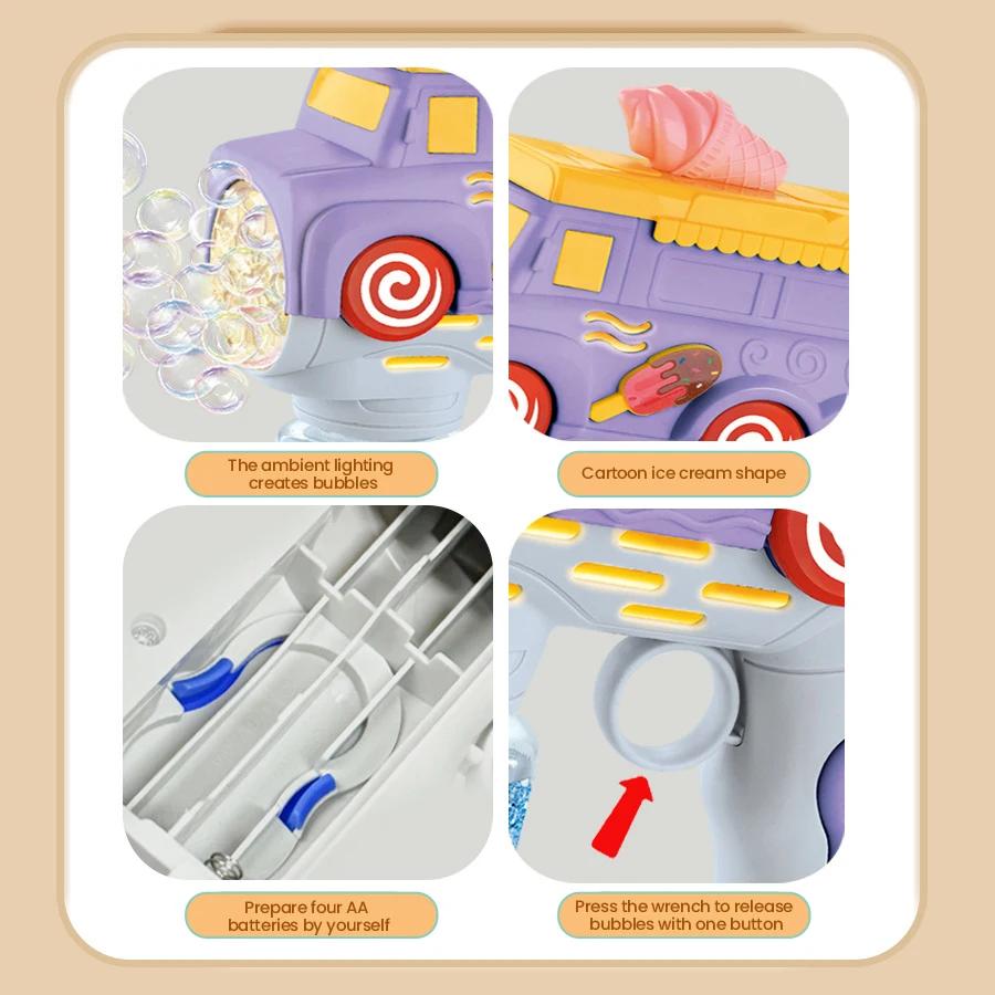 Soap Bubbles Gun Ice Cream Bubble Truck Cars Machine Electric Non-Drop Child Outdoor Games Guns Outdoor Toys for Kids Boys Girls