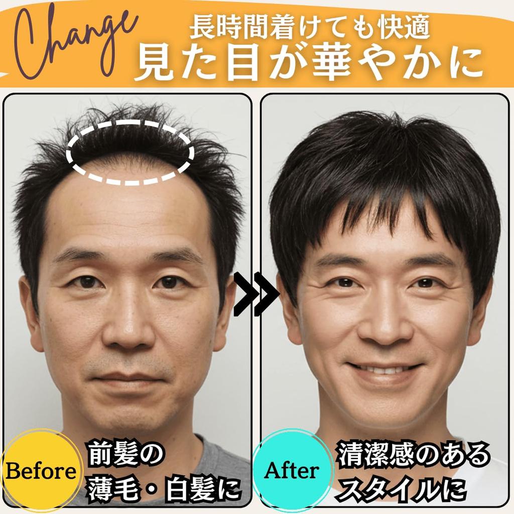 Luce Brillare Wig for Partial Crown and Top of the Human Made by a Japanese Set of Authentic Black Hair Short Full Men, Wig, Head, 100% Hair,