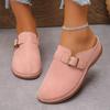 Fashion Plus Size 2025 Summer New Women's Closed Toe Slippers Hot Sale Round Toe Buckle Low Heel Sandals Outdoor Daily Casual Slippers