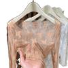 Women's Round Neck Lace Ultra-Thin Camisole Fashion Inner Wear Sheer Chiffon High-End Transparent Mesh Top Low-Cut Blouse
