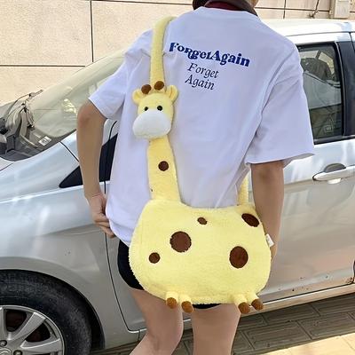 Charming Plush Giraffe Shoulder Bag Soft Polyester Ideal Birthday Present For Young Youngsters
